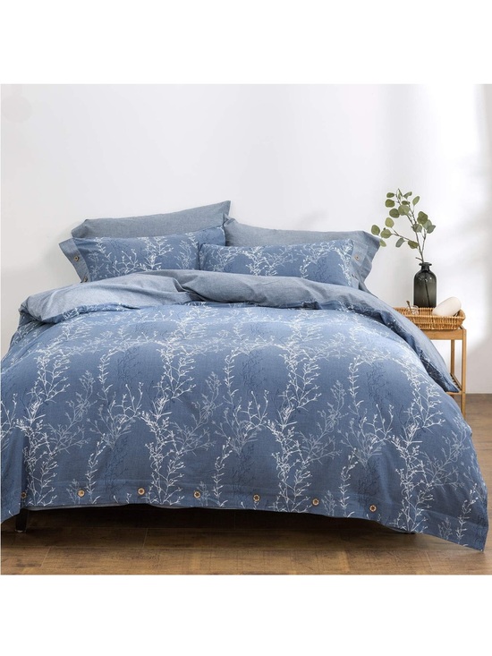 Oreise Other - NEW OREISE Duvet Cover Set, Washed Cotton Yarn, Jacquard Blue and White (King)
